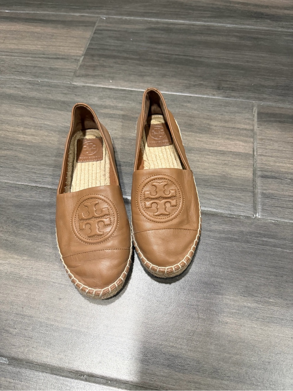 Tory Burch Leather Espadrille Slip-On in Brown